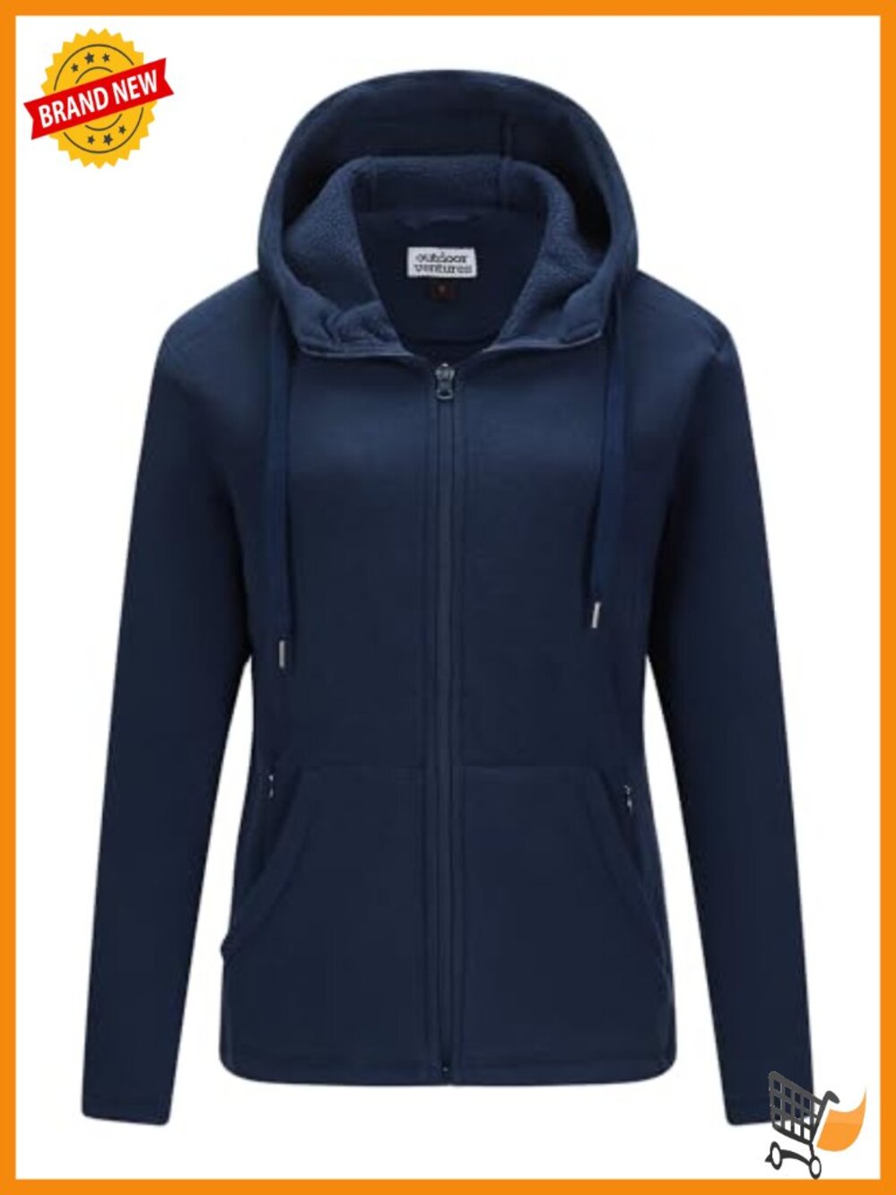 Women's Full Zip Hooded Fleece Jacket with 6 Pockets